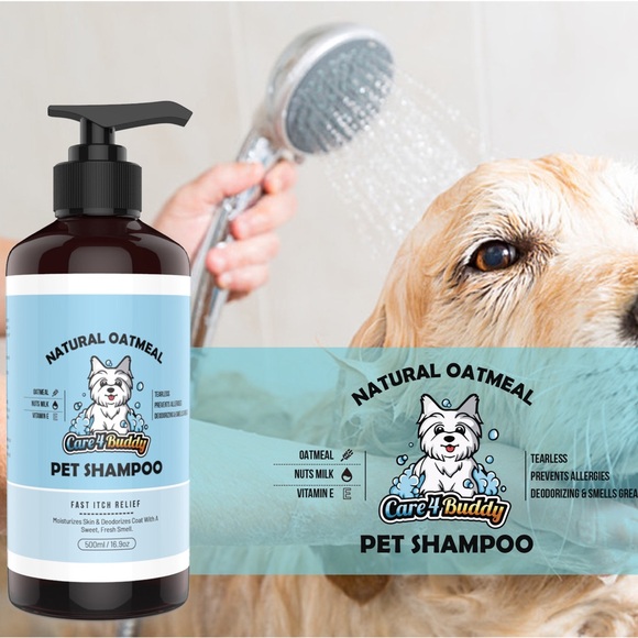 Dog Oatmeal Shampoo Pump Bottle 16oz for Cats, Puppies & Kittens - Picture 2 of 3
